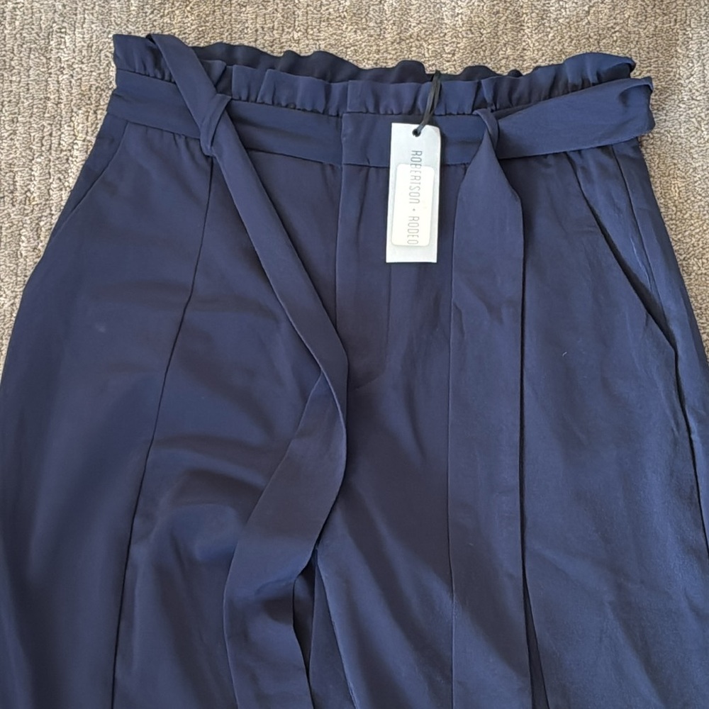 Navy Blue High Rise Trousers - Picture 2 of 8